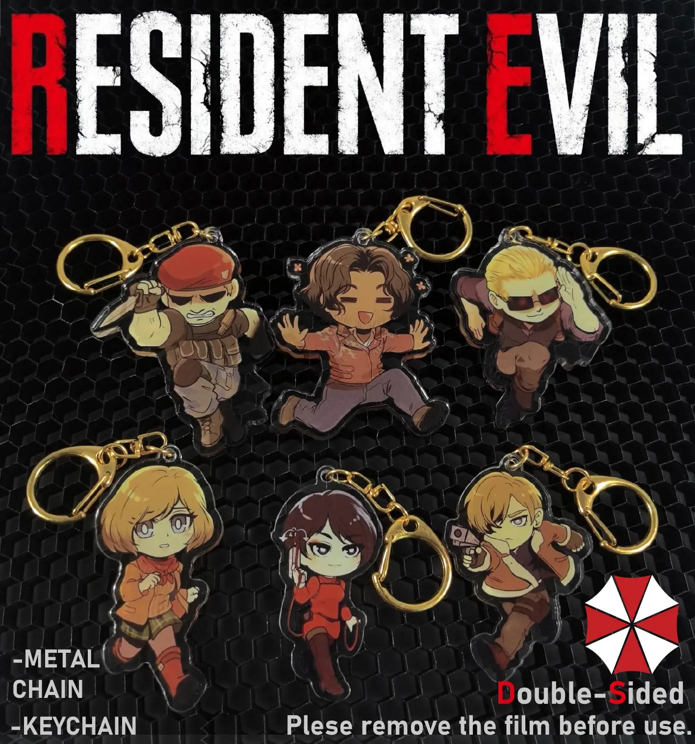 Chaveiro Resident Evil, Leon, Ada, Wesker, Chaveiro de Acrílico, Ornamento para Carro, Decoração de Mesa, Modelo Colecionável