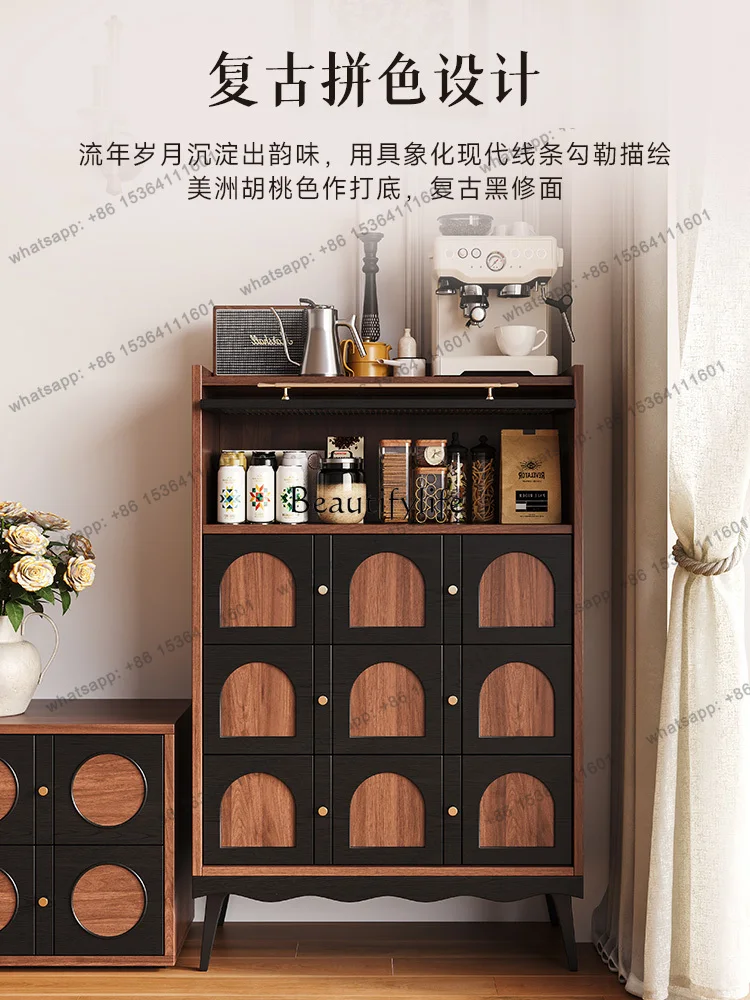 Customizable French Retro Chest Cabinet Household Living Room Bedroom Small Apartment Storage Cabinet