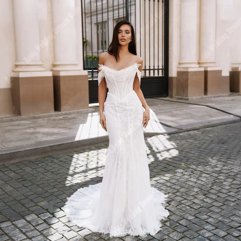 

Off The Shoulder Sleeveless Women Wedding Dresses Gorgeous Mermaid Bride Gowns Mopping Length Vestidos De Novias Customized 2026