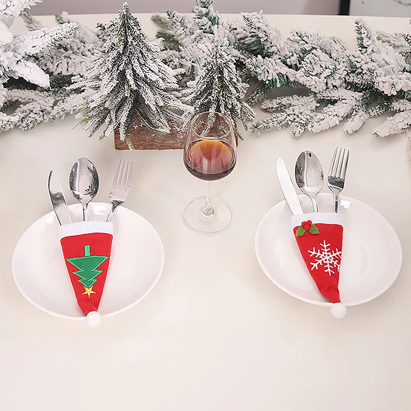 Decorazioni natalizie per la decorazione della tavola da pranzo di casa regalo di natale di capodanno carino stoviglie forchetta portacoltelli maniche