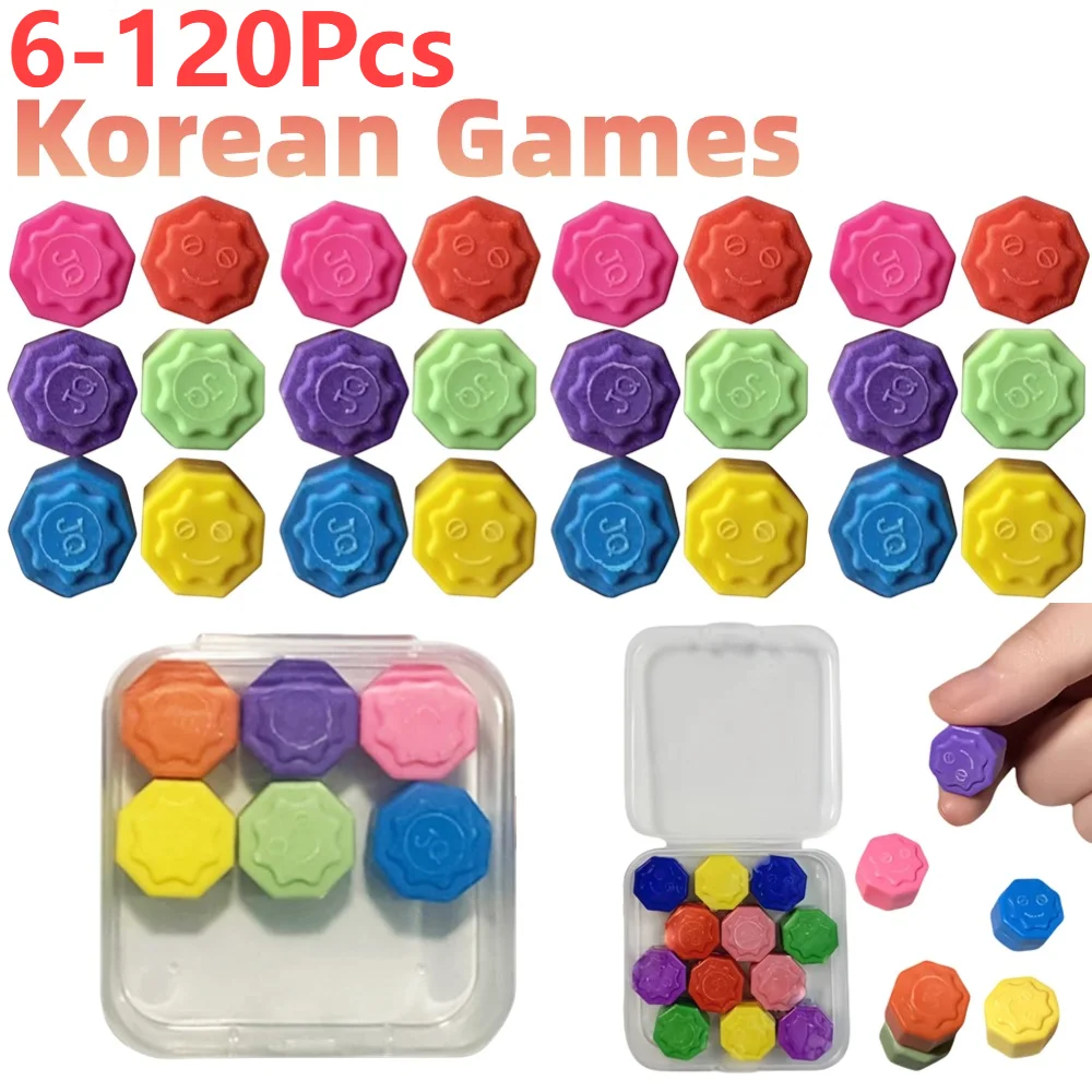 6/12 개/상자 한국 전통 놀이 게임 Gonggi 잭 스톤 조약돌 세트 성인을위한 다채로운 손 눈 조정 훈련 장난감 아이