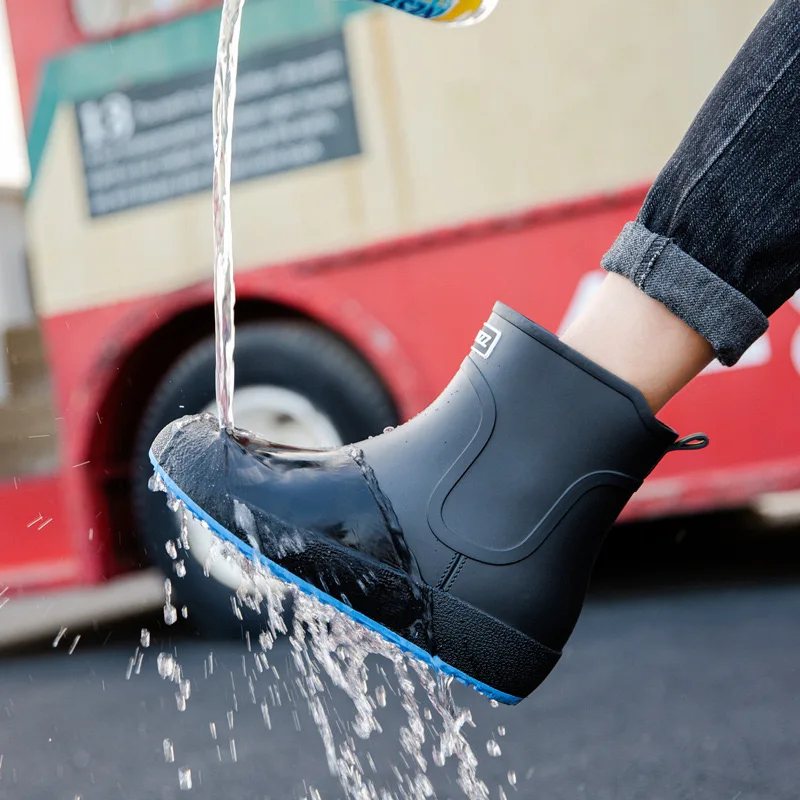 Duitse antislip regenschoenen heren halfhoge warme regenlaarzen plus fluwelen waterdichte schoenen keukenschoenen wasstraat visschoenen dames