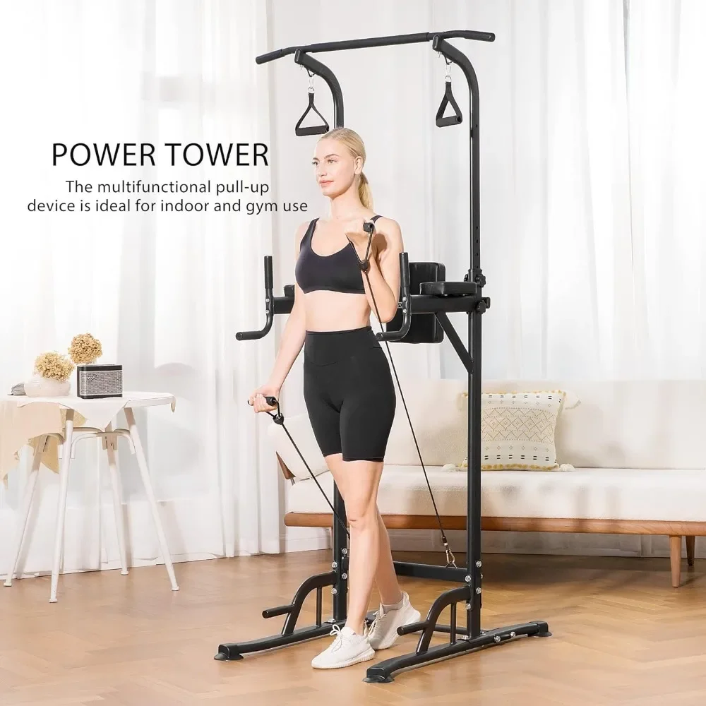 Multi-Function Power Tower with Backrest Workout Dip Station Pull Up Bar Stand Fitness Strength