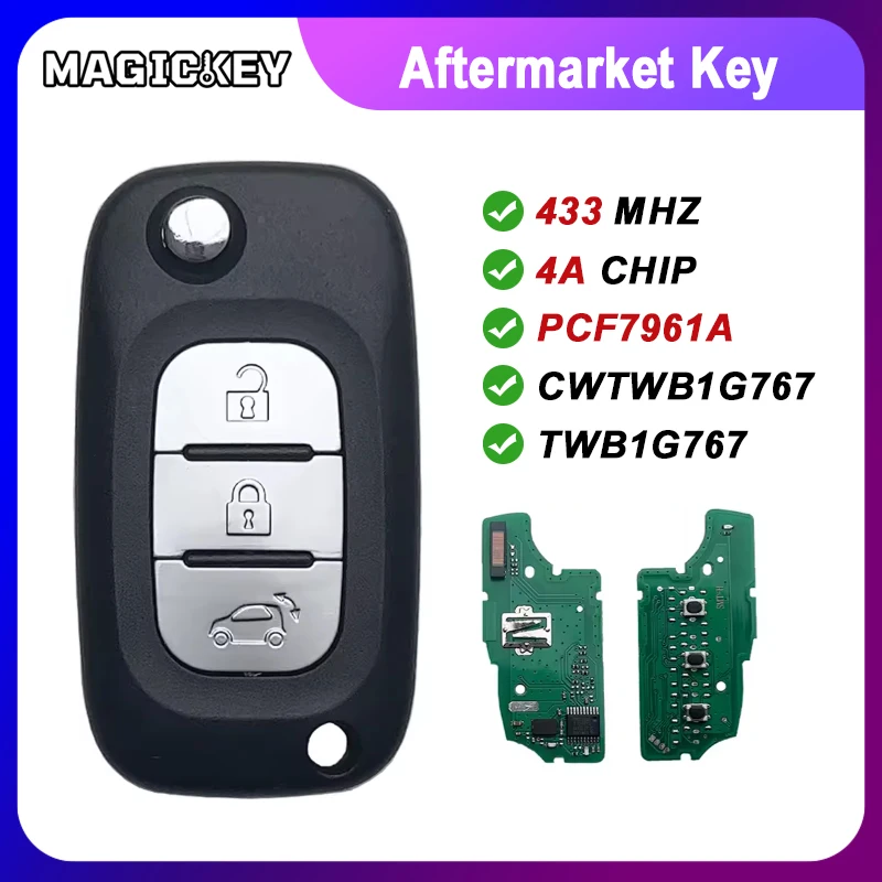 433MHz CWTWB1G767 Remote Car Flip Key 4A Chip PCF7961 For 2015-2017 Mercedes Benz Smart Fortwo 453 Forfour
