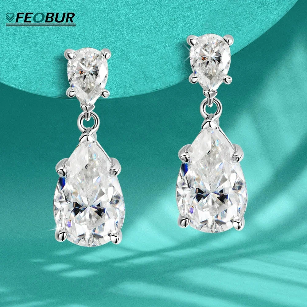 

7CT Full Moissanite Drop Earrings for Women 925 Sterling Silver Certified Pear Diamond Water Drop Dangle Earring Wedding Jewelry