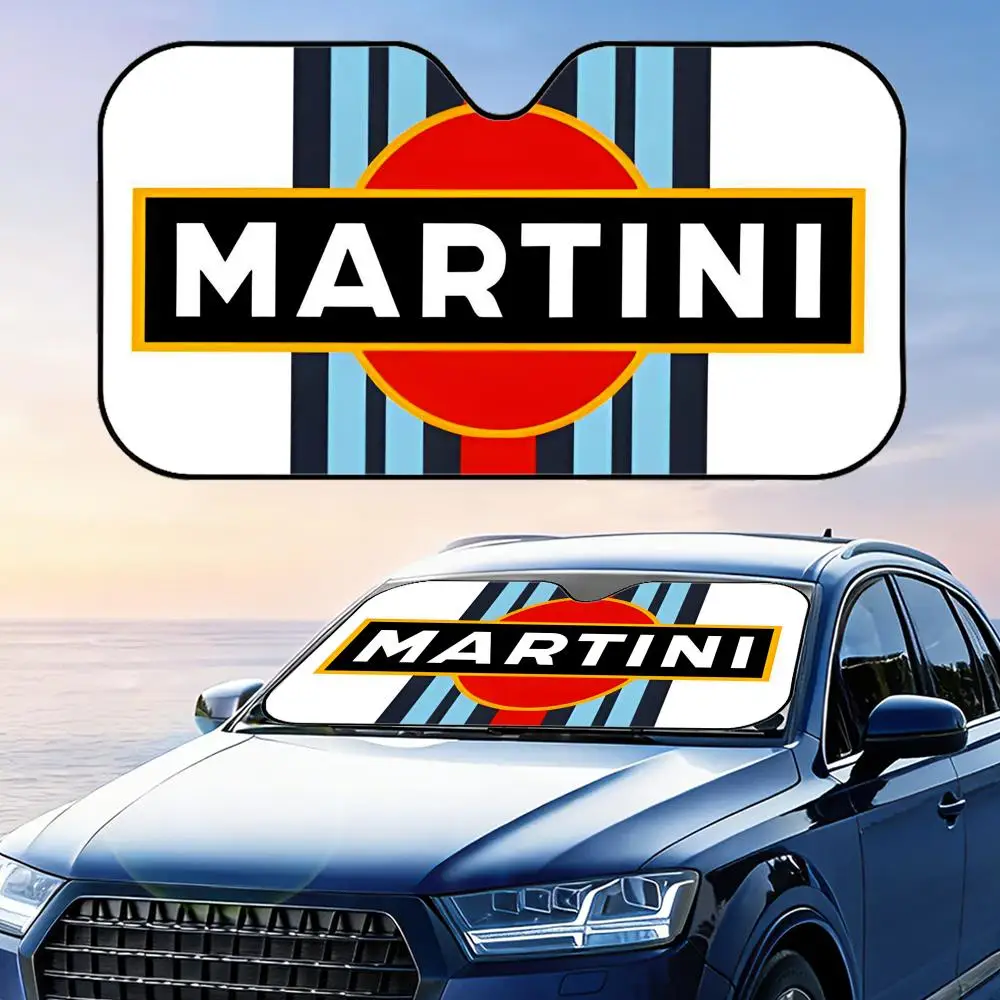 Parasol de Coche Reutilizable de Aluminio M-Martini Racing, Protección UV, Aislamiento Térmico, Cubierta para Parabrisas