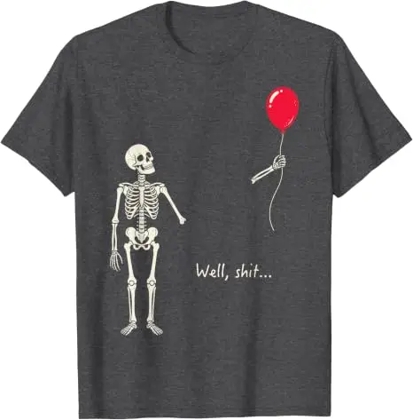 Y2k Gothic Skelett Halloween-Kostüm Humor Skelett Verlorener Ballon Scheiße Lustiges Sprichwort Zitat Herren Damen T-Shirt FSkeleton Tees – Detail 13