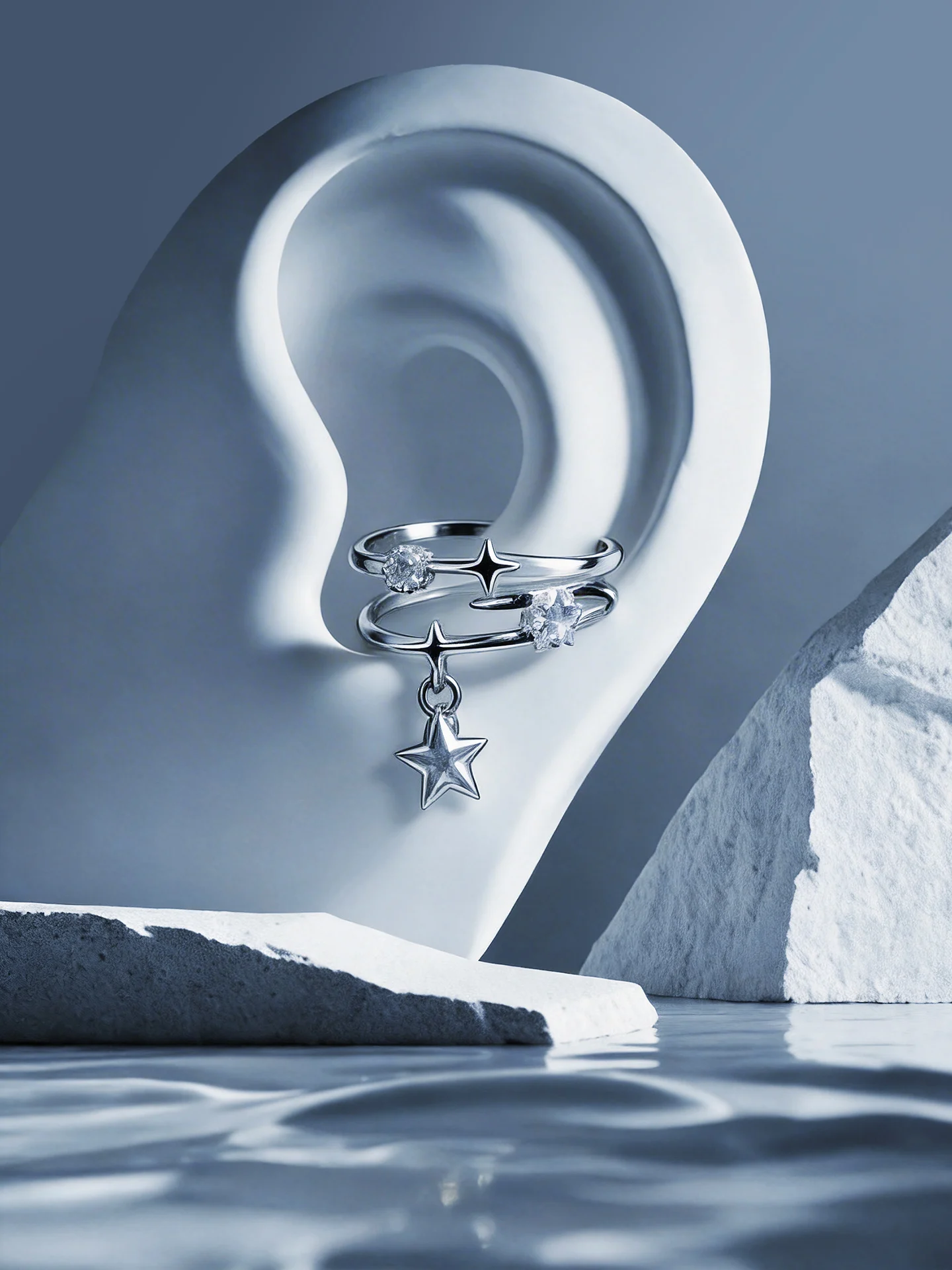 

Yuki Pure Silver Star Ear Cuff Unisex Simple Fashion Jewelry No Piercing Required Trendy Accessory for Men And Women