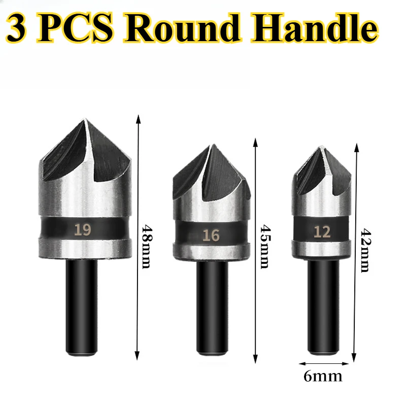 3PCS Hex Countersink Boring 90 Degrees Countersink Drill Bit for Woodr Metal Chamfer Cutter Chamfer Metal Drilling Bit Set