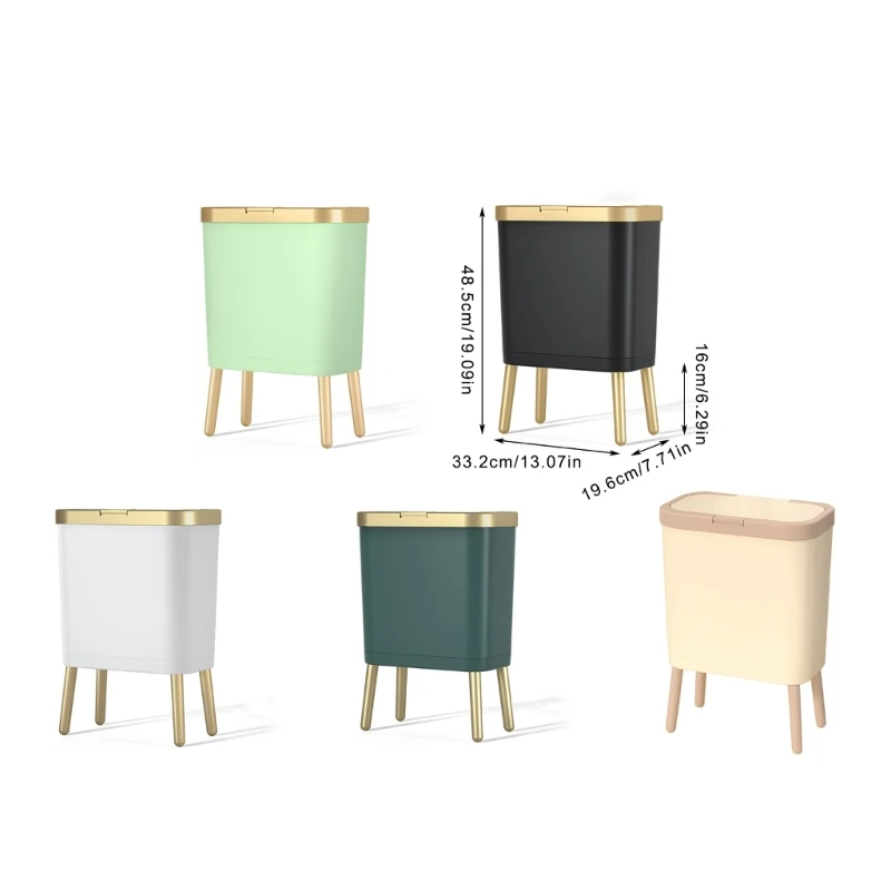 Hygienic High Footed Waste Bin with Easy Press Open Lid Waste Bin for Daily Use Dropship