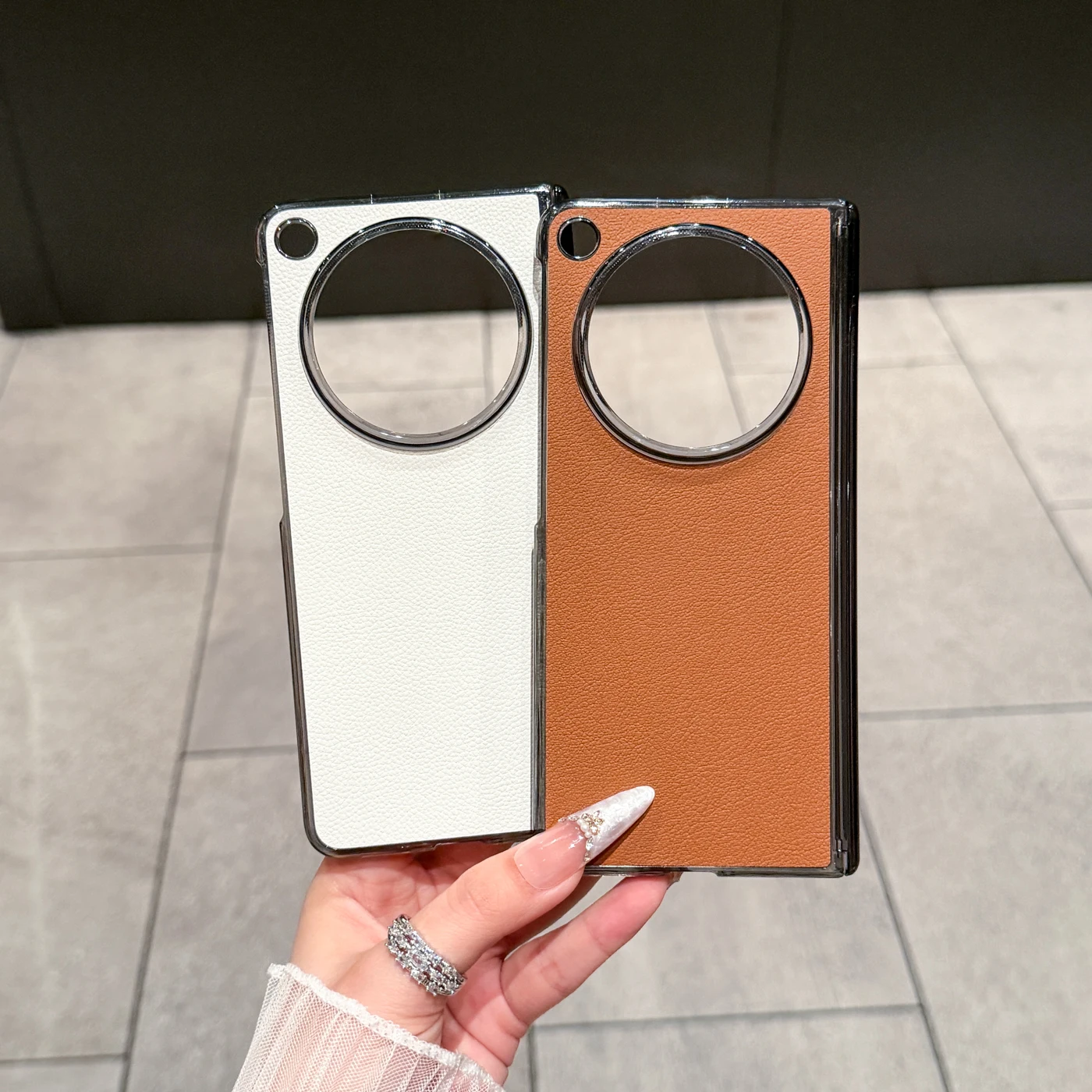 Double central-axis magnetic artificial leather phone case for OPPO Find N6, full protection against drops and scratches