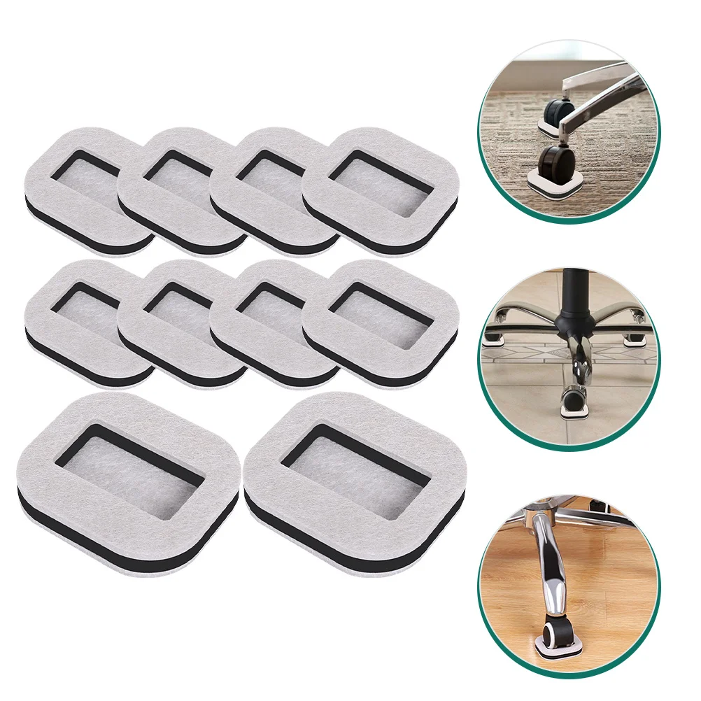 10Pcs Felt Furniture Caster Cups Chair Stoppers Floor Protectors Non-Slip Shock Absorption Pads for Sofas Chairs Tables