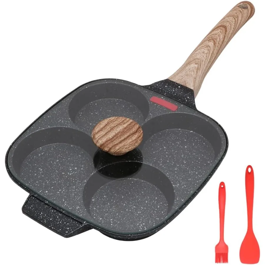 

Egg Pan Egg Frying Pan with Lid Nonstick 4 Cups Pancake Pan Fried Egg Pan for Breakfast Black