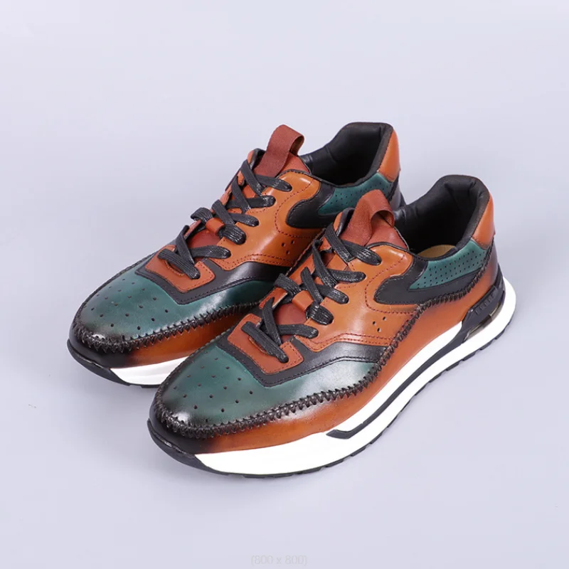 

Роскошные мужские повседневные кроссовки, однотонные коричневые спортивные стильные повседневные туфли дерби на шнуровке из натуральной кожи на плоской подошве, Zapatos Hombre b16