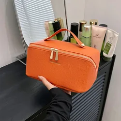 Bolsa de maquillaje de mano para mujer, Cosméticos planos, bolsa de almacenamiento de gran capacidad