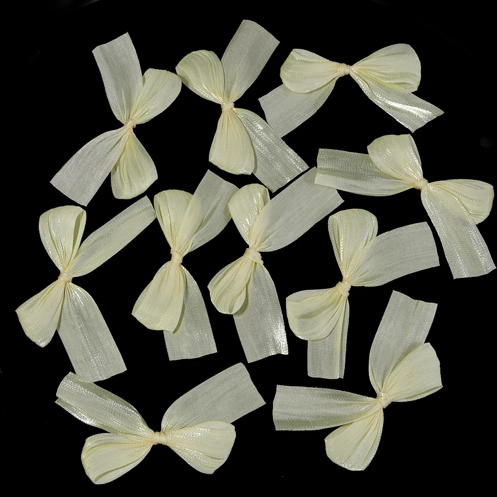 10 Stuks 4x5.5cm Parelmoer Satijnen Lint Strikken Kleurrijke Vouw Kleine Strik Voor Geschenken Bloem Verpakking Deco DIY Bruiloft decor
