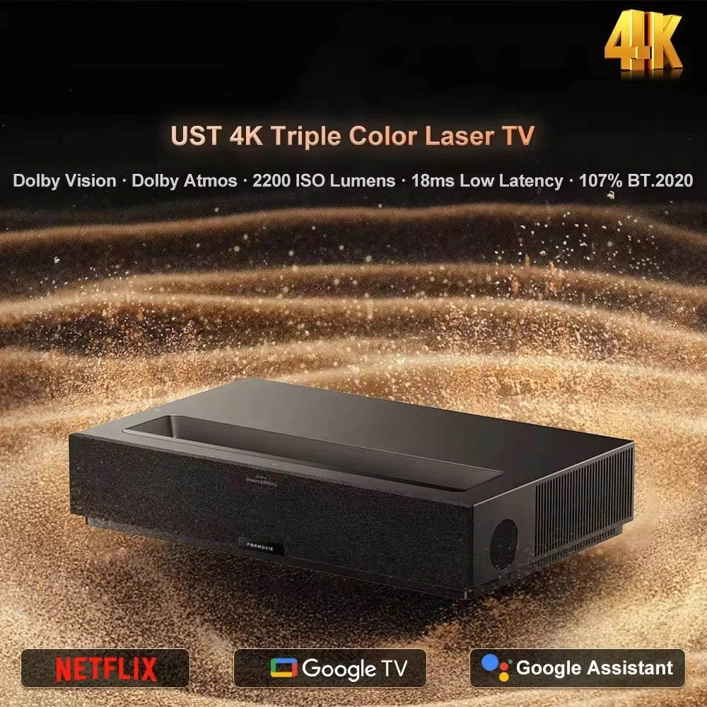 Theater Premium 4K UST Triple Color Smart Projector, 2200 ISO Lumens, Home Theater Entertainment