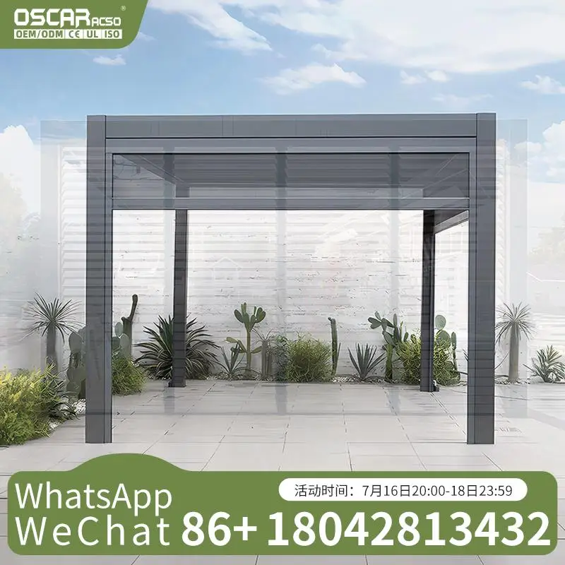 

Моторизованная выдвижная алюминиевая жалюзи на крыше, перголи для сада, биоклиматическое использование в беседке для наружного помещения