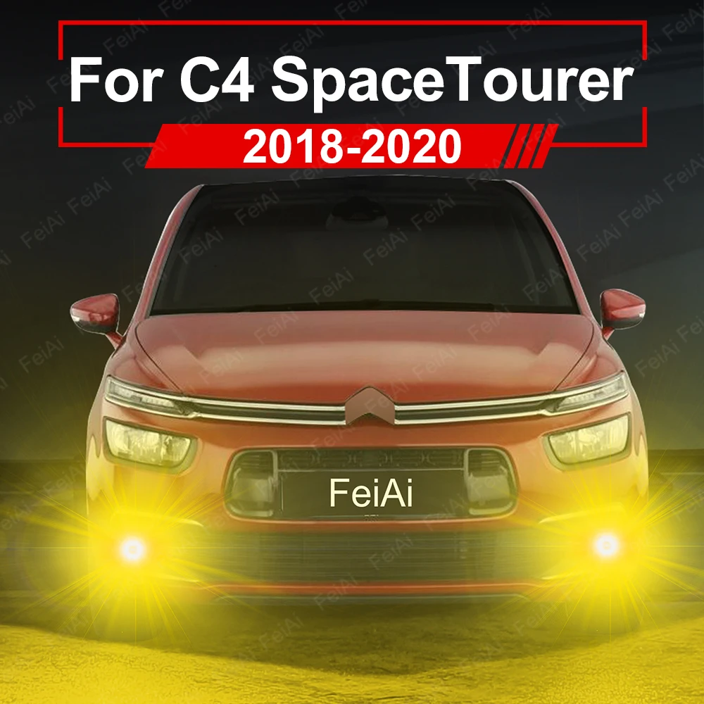 

LED Front Fog Light Bulb For Citroen C4 SpaceTourer 2018 2019 2020 Dual Color LED Fog Light White Yellow Ice Blue Lemon Green