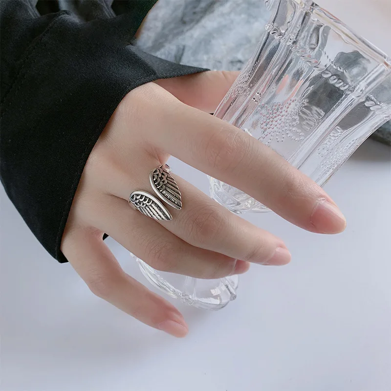 925 Sterling Silber Ringe in Flügelform für Damen und Herren, Geschenk, Schmuck, verstellbar, Dropshipping, Großhandel