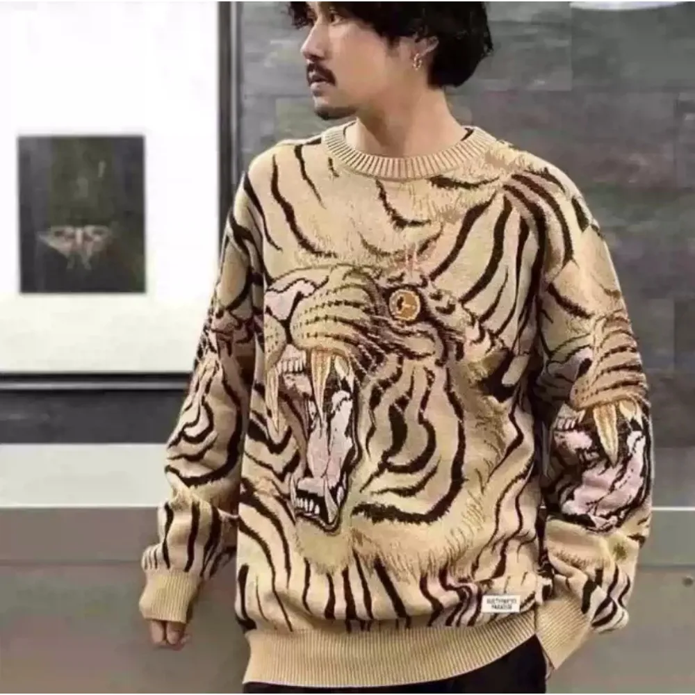 Image 4: Pulls en tricot jacquard à motif de tigre 24SS, pulls en tricot japonais pour hommes