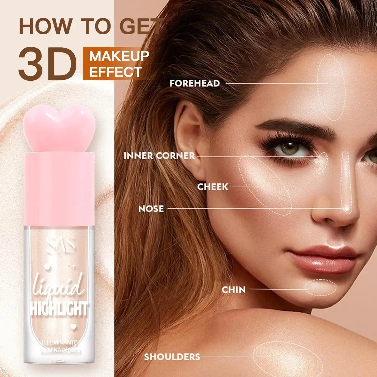 液体ハイライター顔輪郭メイクアップシマー明るく保湿ボディと頬骨エンハンサー