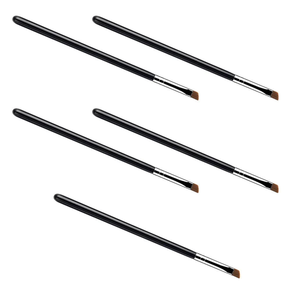 Kit com 5 Pincéis de Sobrancelha e Delineador com Ponta Fina e Plana, Ferramenta de Maquiagem Portátil para Aplicação Precisa de Delineador Profissional