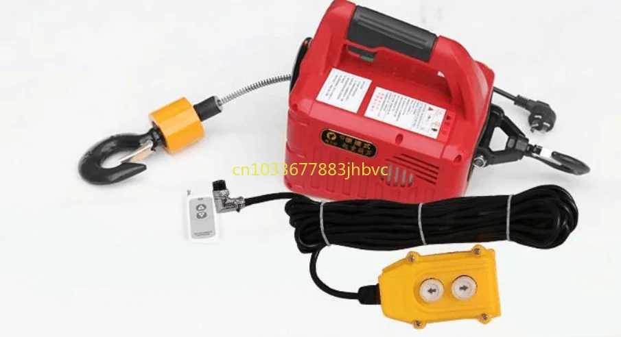 500KG 7.6M Portable electric winch hand winch traction block electric steel wire rope lifting hoist towing rope