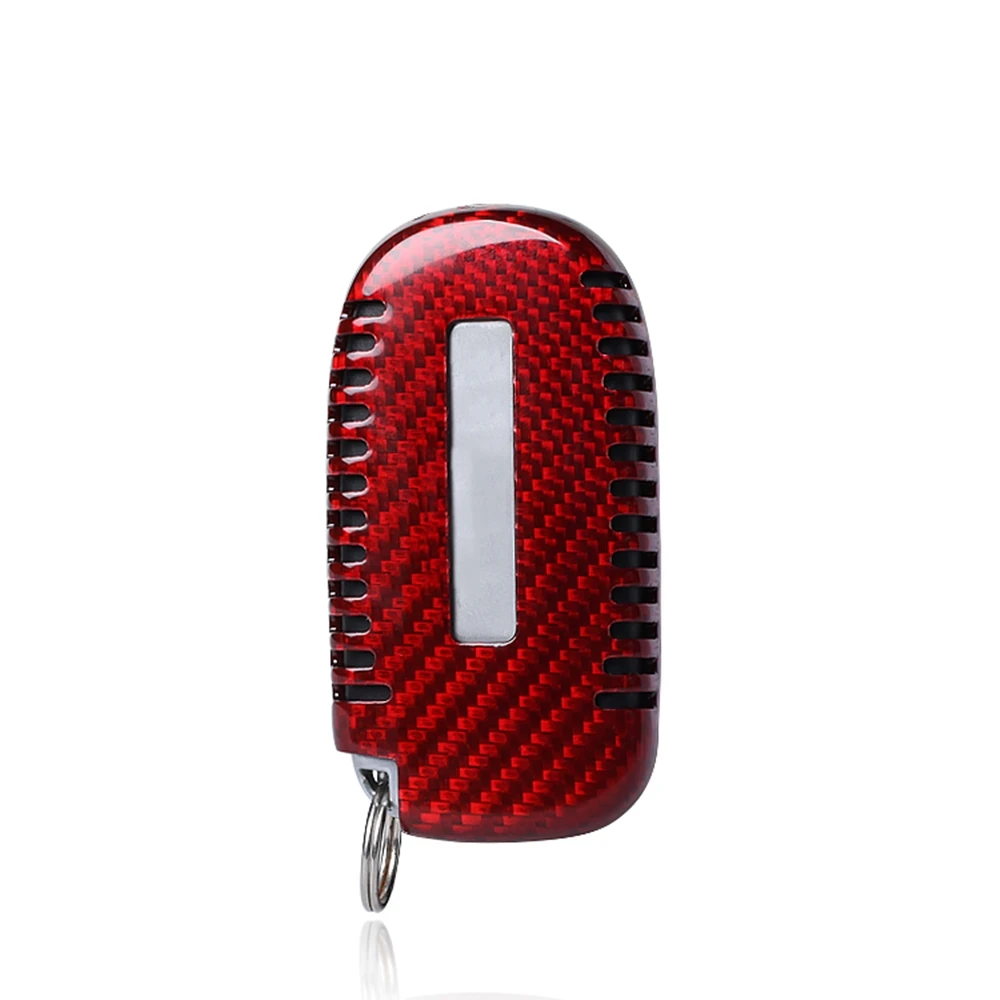 Funda para mando a distancia, cubierta de fibra de carbono para Jeep, Dodge, Cherokee, Renegade, 2017-2019, color negro/rojo