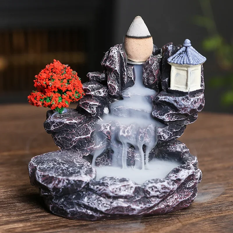 Home Decor Creative Alpine Flowing Water Resin Reversible Incense Burner Living Room Decoration Sandalwood Incense Burner