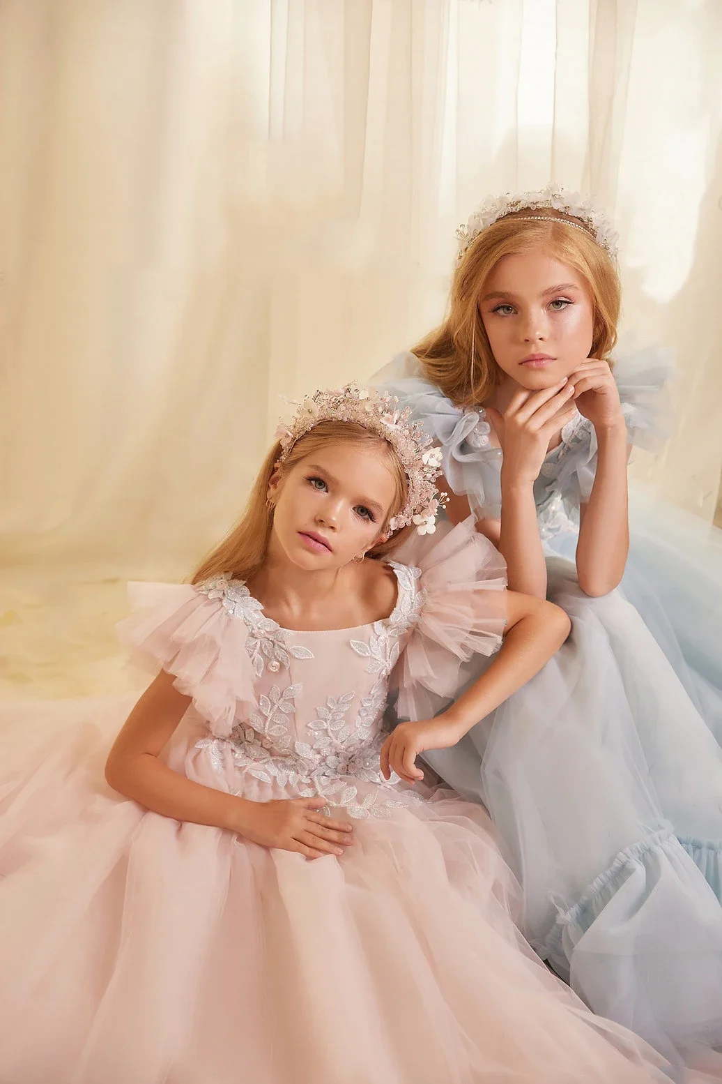 

Светло-розовое платье с цветочным узором для девочек на свадьбу, тюлевая вышивка, аппликация, оборки со шлейфом, платья на день рождения, детское платье для первого причастия