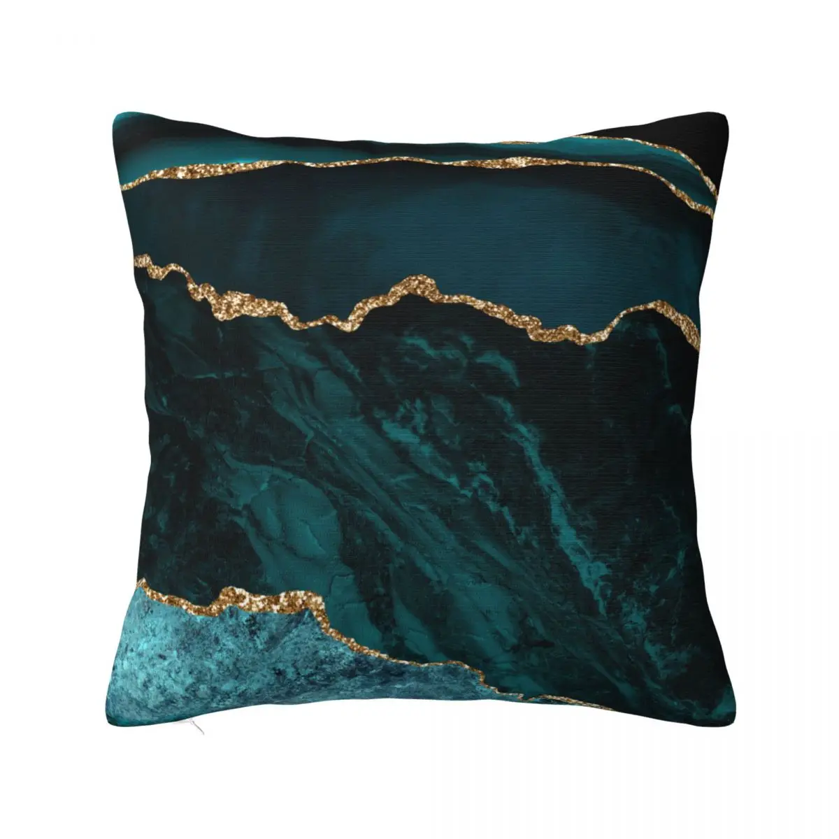 Teal Gold Watercolor Agate Marble Pillowcase Printed Cushion Cover Decorations Modern Throw Pillow Case Cover Bedroom Square