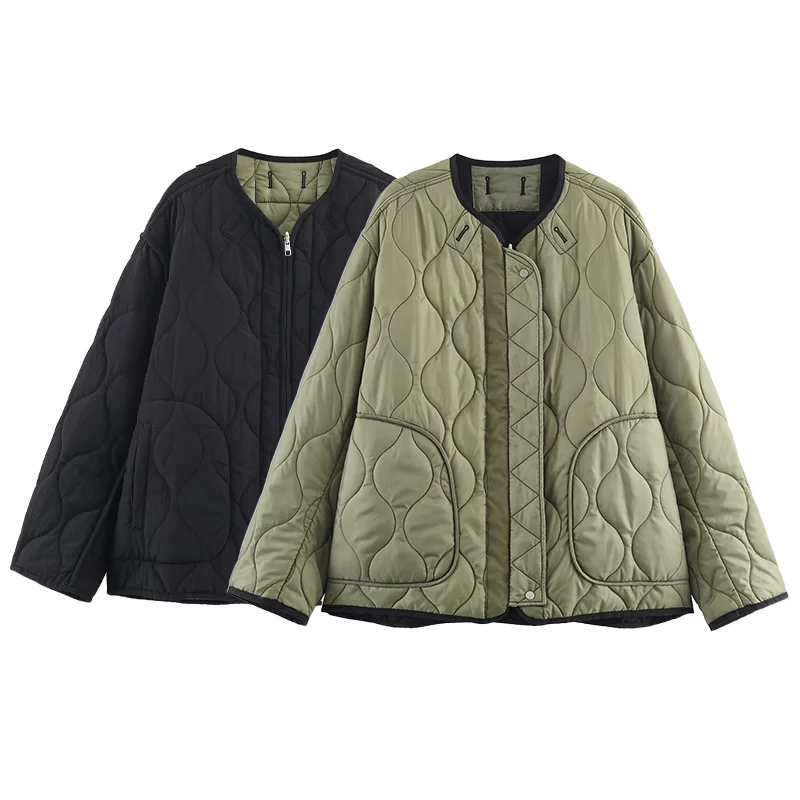 

Faionable Cotton Jaet Double-Sided Wear Versatile Street Sle Hooded Zipper Closure Long Sve round Ne Pure Color Wo...