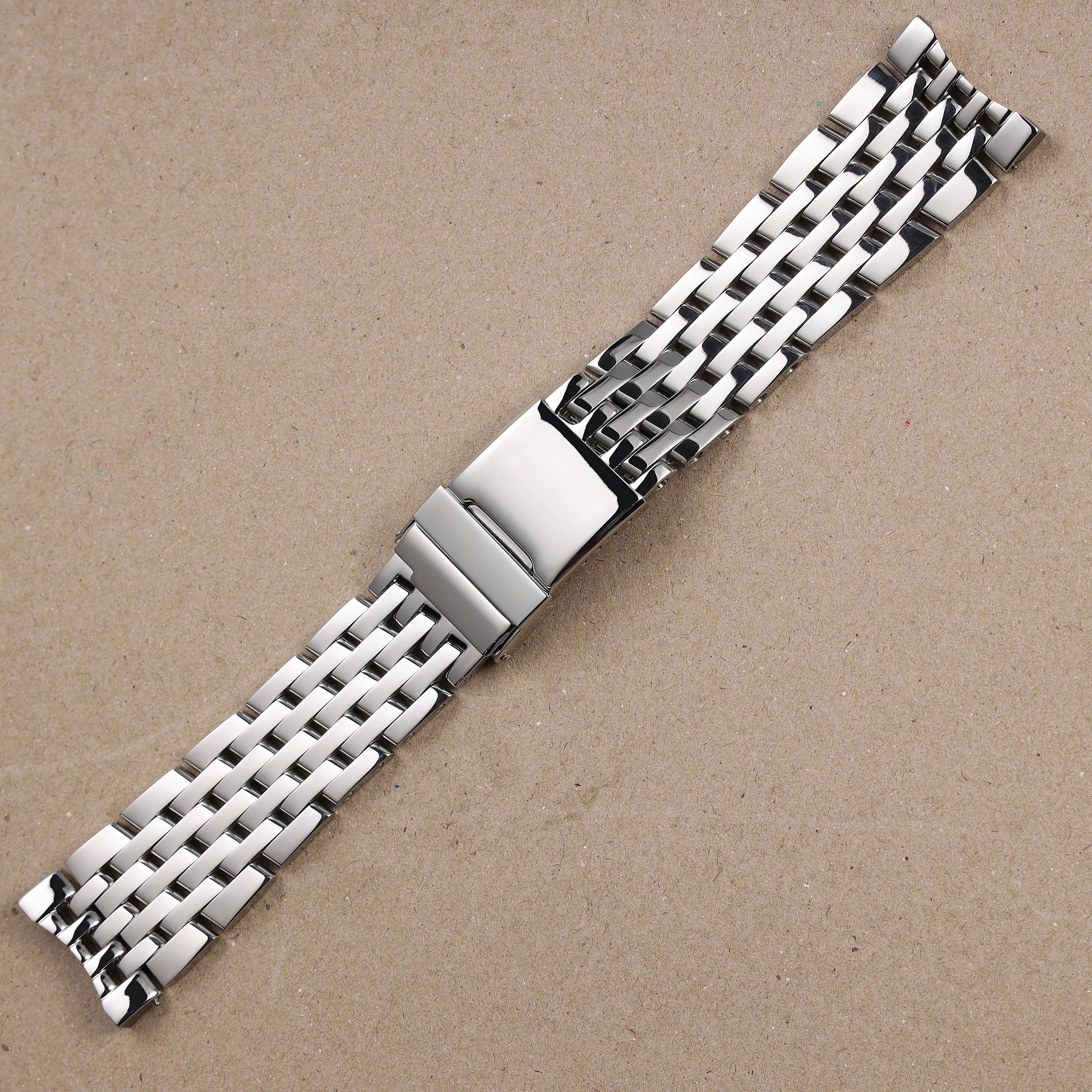 

new 24mm polished silver solid stainless steel watchband for Breitling Navitimer deployment clasp wrist strap bracelet