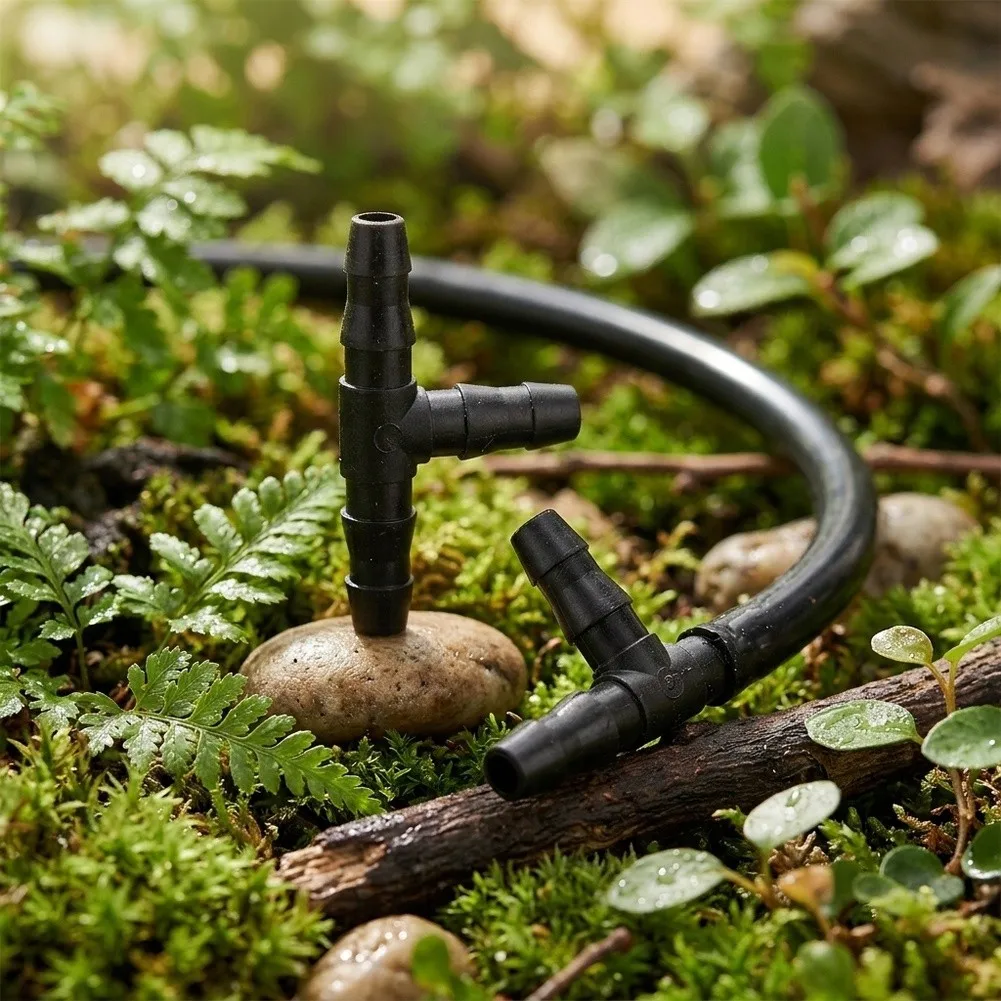 Garden Water Splitter T-Piece Barb Connector For Vegetable Garden Watering High Flow Design For 4 7mm Irrigation Hose