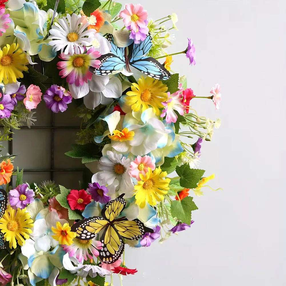 Tulip Wreath with Structured for stem Base for Secure Hanging on Doors Walls Mirrors For Indoor and Outdoor Environments