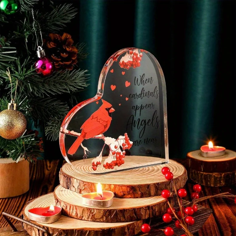 جديد وصول هدية الكاردينال التذكارية التعاطف ديكور محور الاكريليك الكاردينال تمثال لعيد الميلاد هدية تذكارية #6