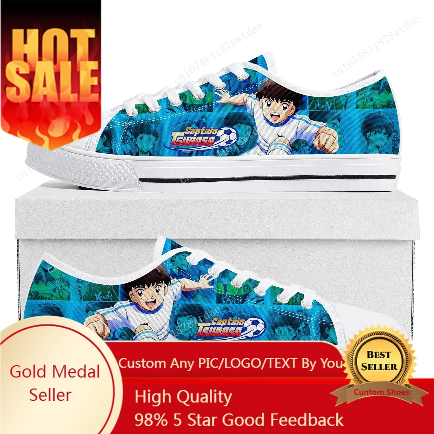 Zapatillas Bajas Captain Tsubasa Ozora Tsubasa para Hombre y Mujer, Zapatillas de Lona de Alta Calidad, Zapatos Personalizados de Cómic para Parejas