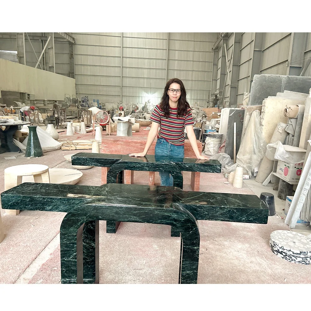 Luxury Home Decorative Furniture Natural Stone Marble Travertine Console Table Corridor Table Marble Furniture