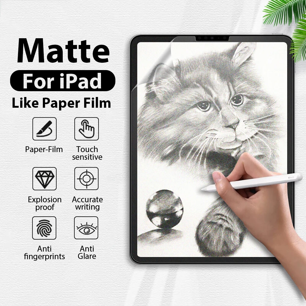 

Матовая защитная пленка для экрана iPad A16 2025 Air 13 11 M2 M3 5 4 3 Like Paper Film Pro 13 M4 12.9 10 9 9th 10-го поколения Mini 6 7