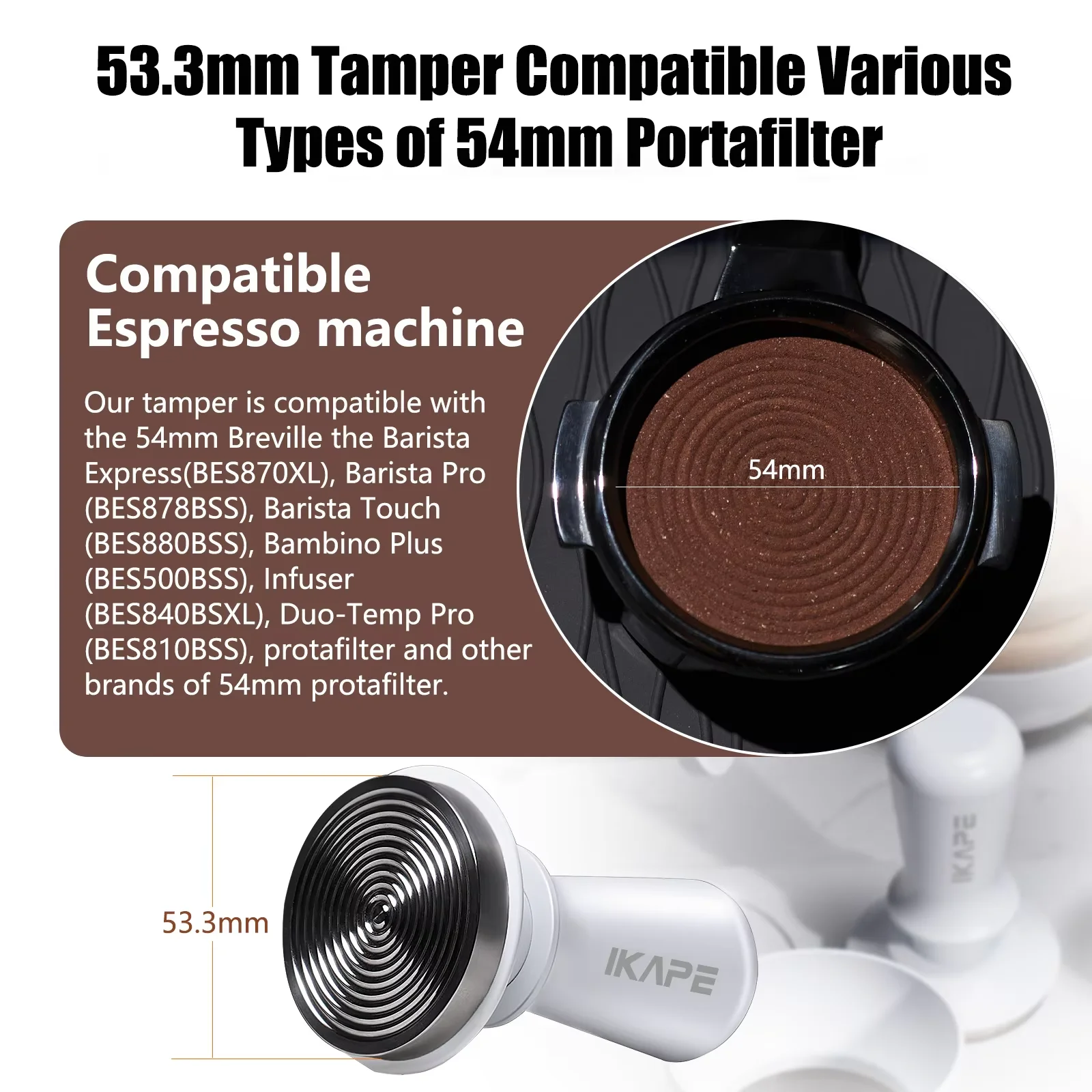 IKAPE Kaffeestampfer V3, passend für 51/54/58 mm, Espresso-Stampfer mit kalibriertem, federbelastetem Mechanismus und Titan-PVD-Beschichtung. – Detail 7
