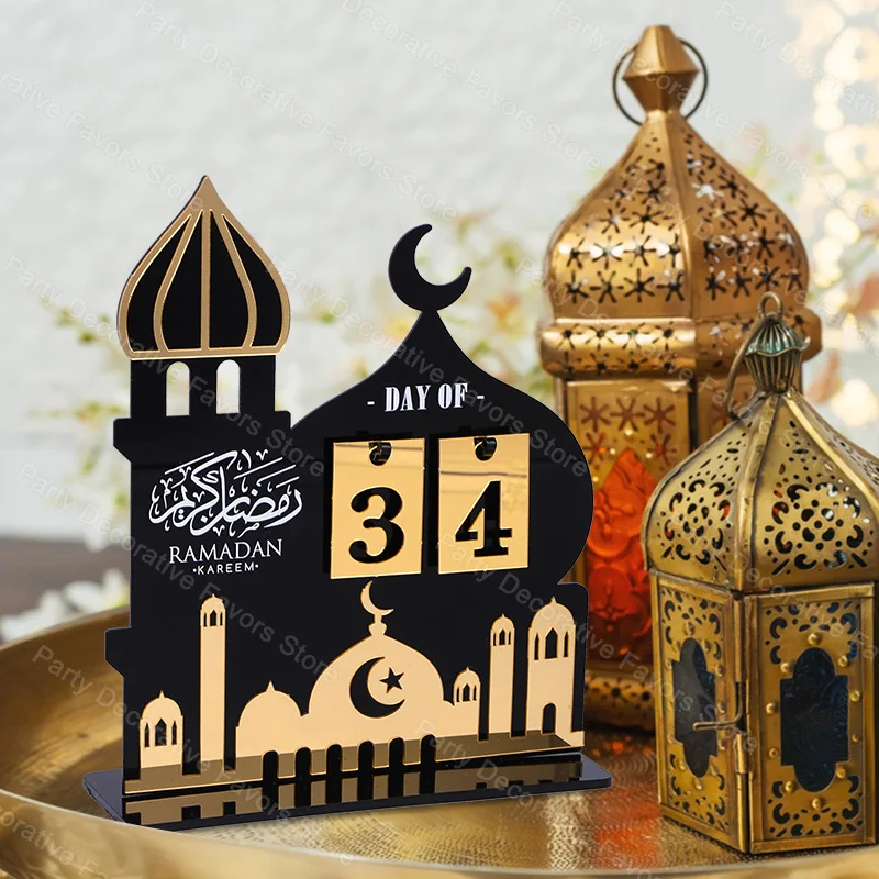 Ramadan Adventskalender 2026 Eid Mubarak Acryl-Countdown-Kalender Islamisches Muslimisches Fest Party-Geschenke Heim-Dekoration Ornament