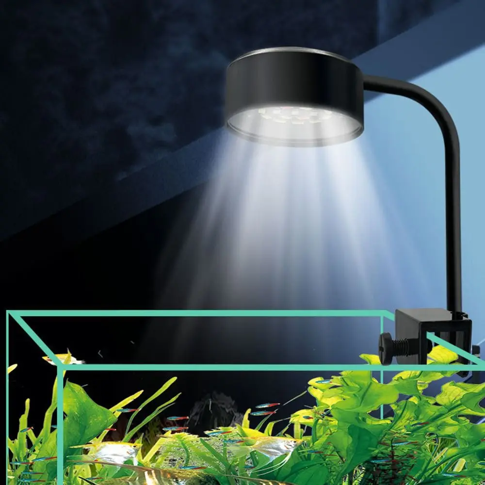 Mini klipsowa lampa akwariowa z 3 trybami kolorów, kąt nachylenia 90 stopni, energooszczędna lampa LED do akwarium 8W, USB lampa do roślin akwariowych