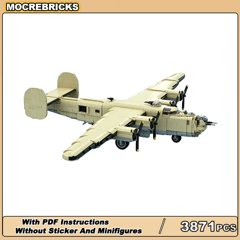 MOC Four Propeller Heavy Bomber Aircraft Model DIY Military Warplane Air Force Construction Bricks Toy Gift For Adults