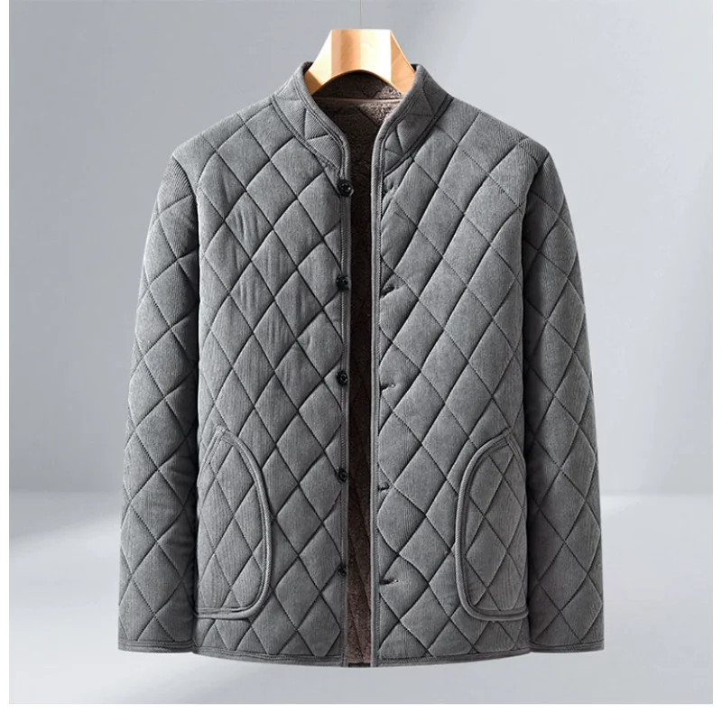 Men's Stand-up Collar Cotton Jacket Casual Jacket Solid Color Zipper Cardigan Top
