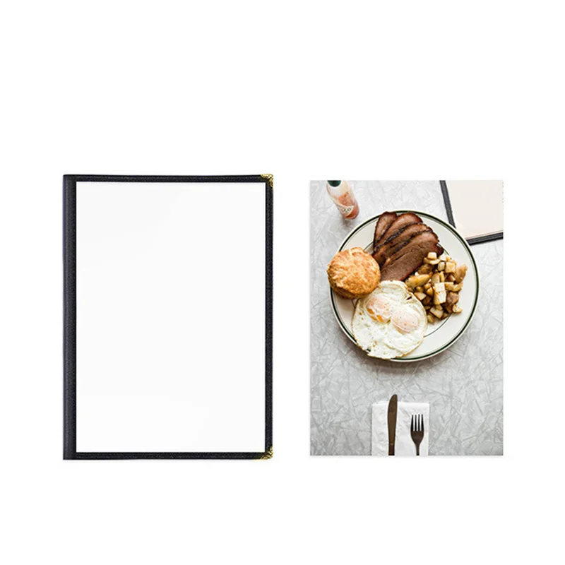 

12 Pack Cafe Style Menu Cover Crystal Clear Vinyl (Black, 2 Pages/4 Views - 8.5 Inch X 11 Inch)