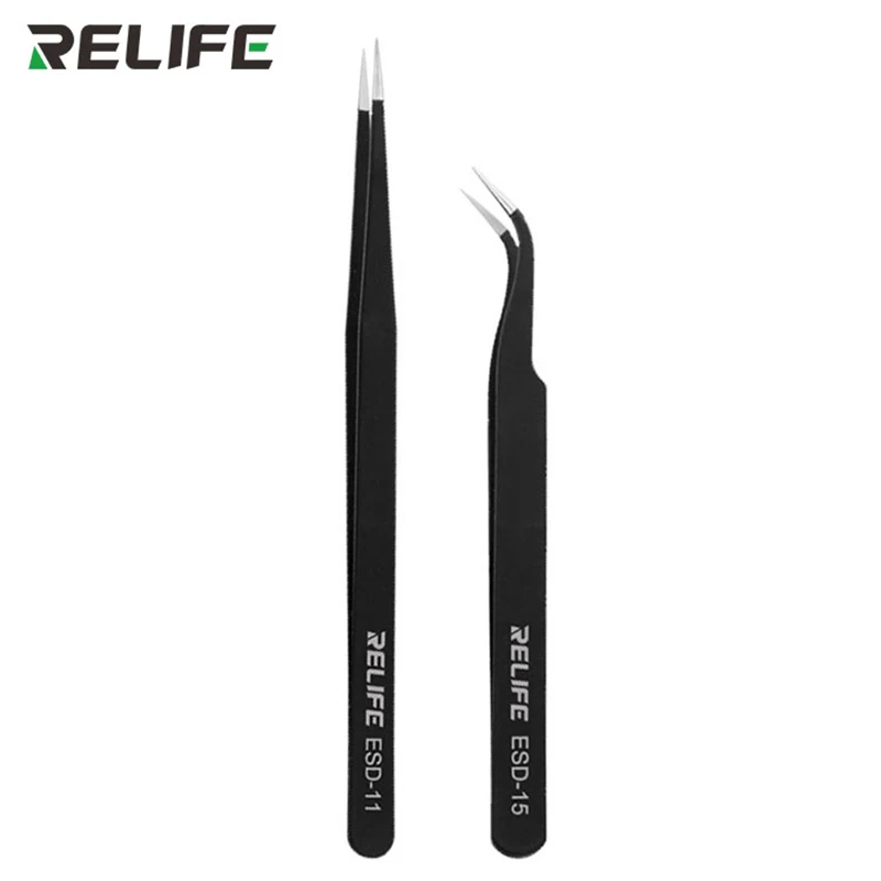 

RELIFE RL-ESD-11/15 Anti-Static Non-Magnetic Tweezers Corrosion Resistant Thickening High-Precision Straight Bending Repair Tool