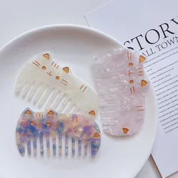 Cute Cat Hair Combs Portable Wide Teeth Acetate Hairdressing Comb Colorful Anti Static Washing Comb Women