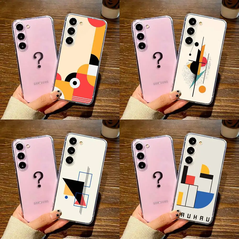

Geometric Bauhaus art Phone Case For SamsungS25,24,21,22,23,30,Ultra,20,Plus,Fe,Lite,Note,10,9,5G Transparent Cover