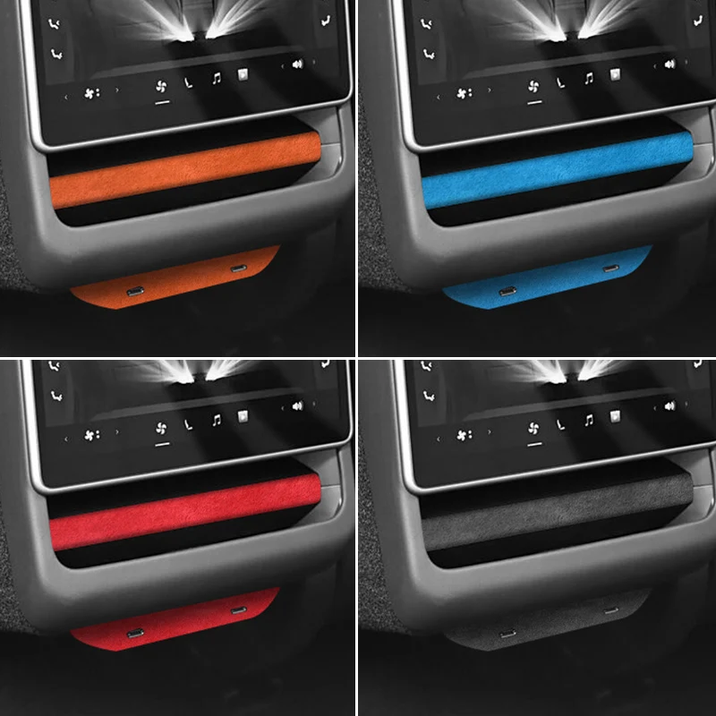 

Made of Top Suede For Tesla Model 3 Model Y Rear Air Vent Outlet Protection Trim Sticker Car Premium Interior Tuning Accessories